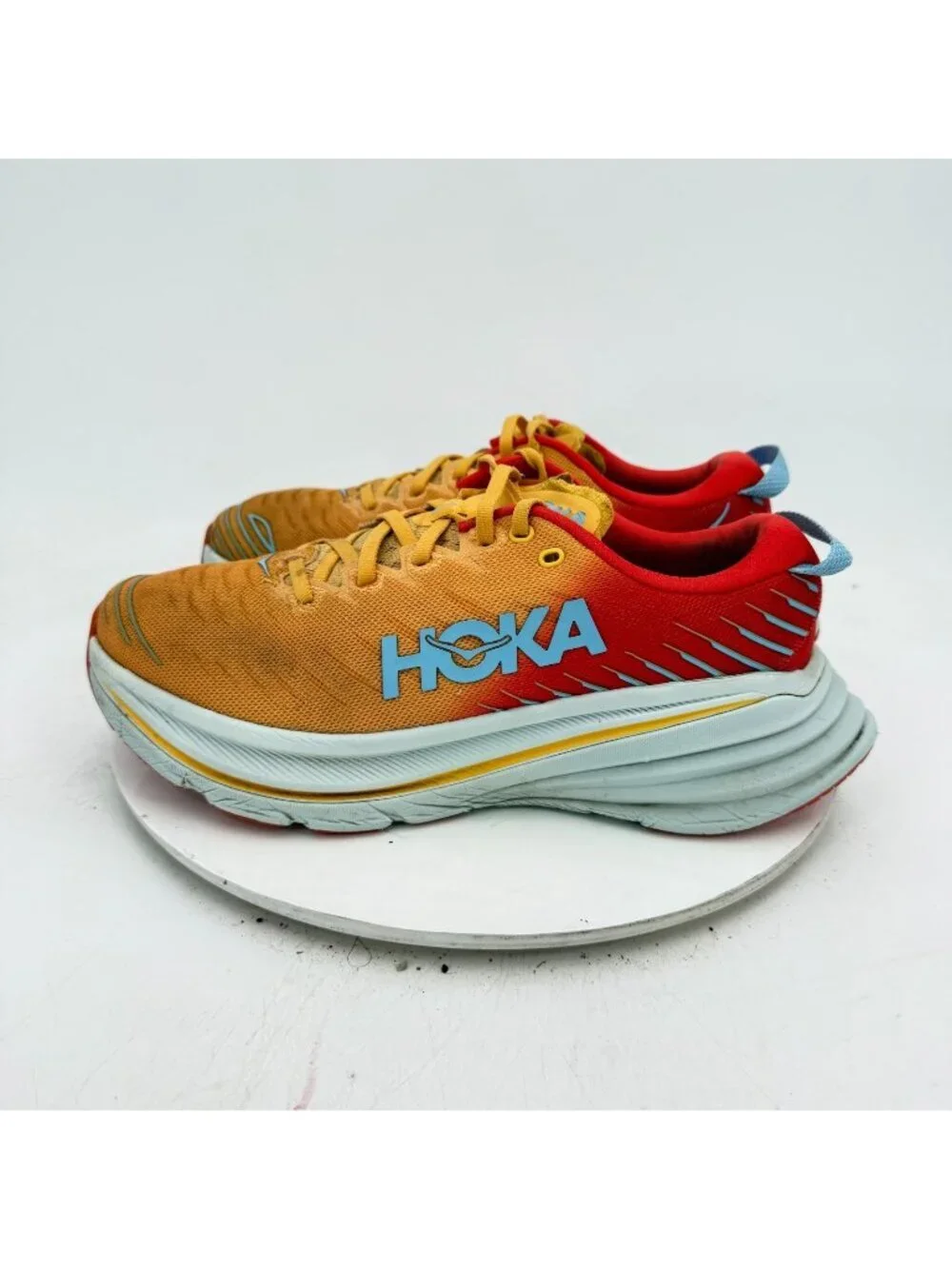 Hoka One One Bondi X Men Size 9.5D 1113512 FAYW Fiesta Amber Yellow Shoes